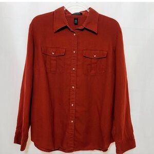 Lauren Ralph Lauren Brick Red Linen Button-Down Shirt